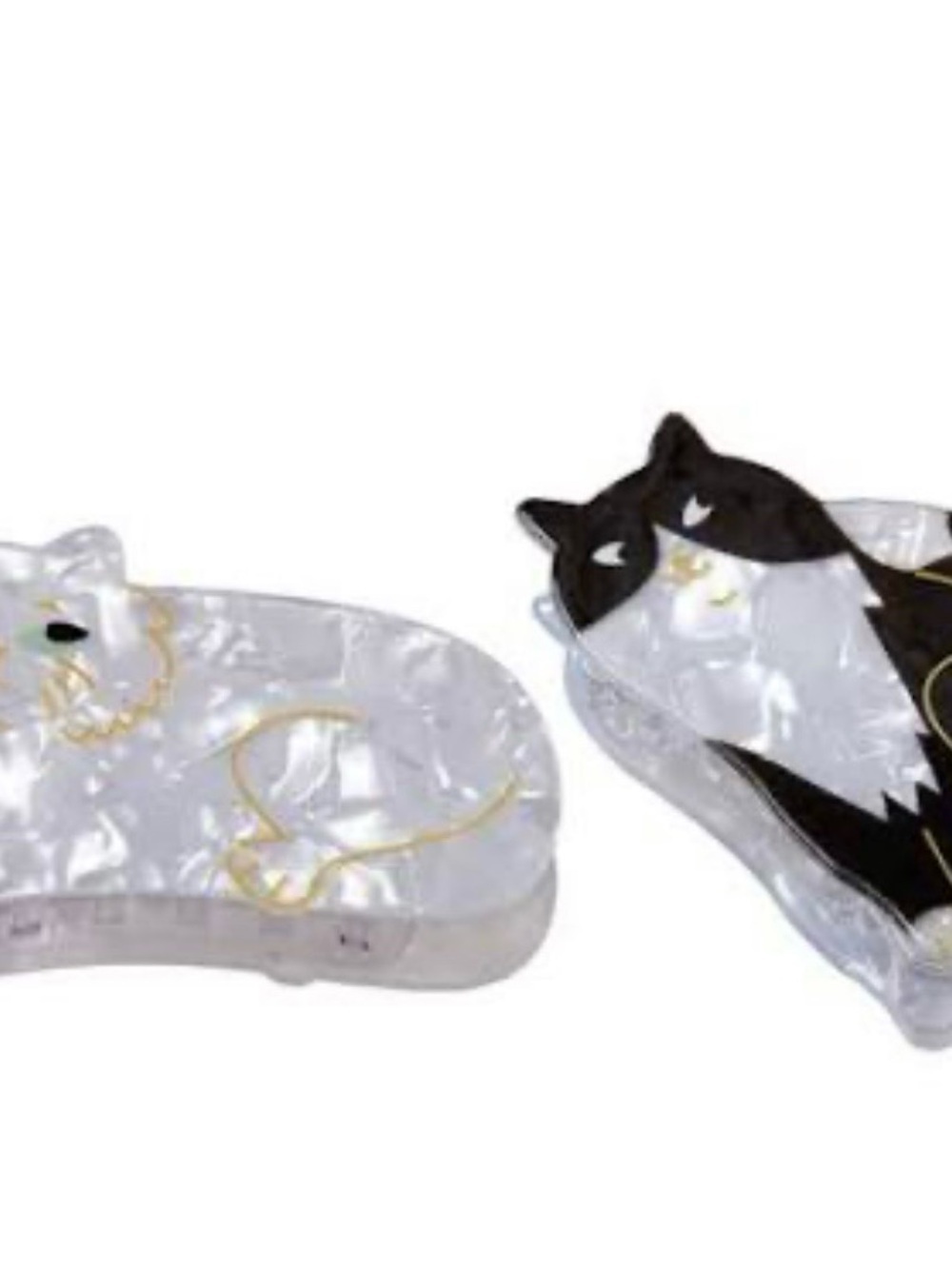 Clear Cat-Shaped Treat & Toy Holder - White and Black Options